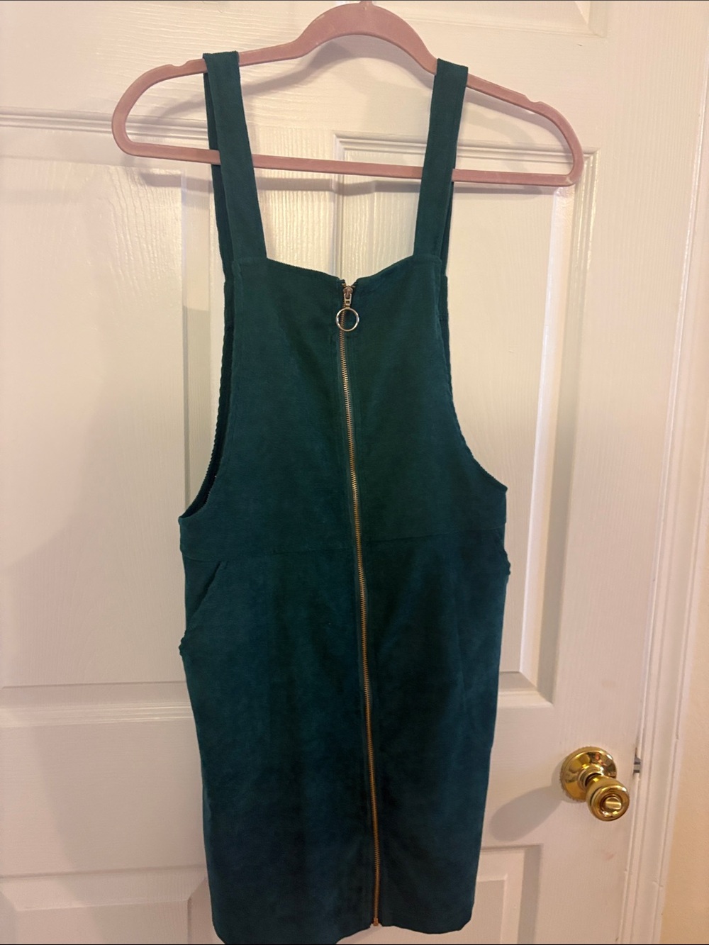 Teal Green Zip-Front Pinafore Dress